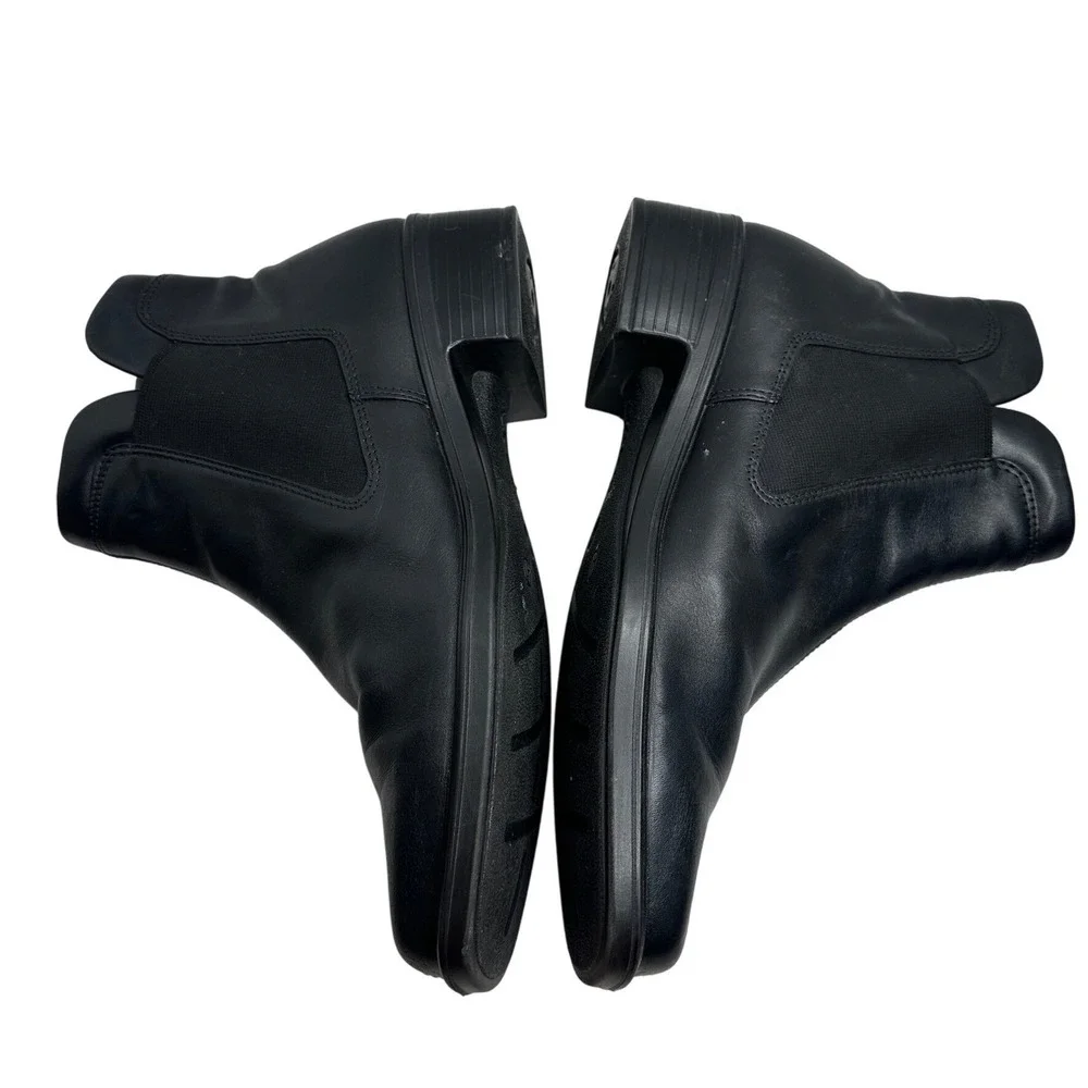 ECCO Womens Black Leather Square Toe Ankle Boots Shock Point Size 41 US 10-10.5